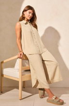 Lyocell Flowy Sleeveless Button-Up Shirt