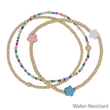 Water Resistant Set of 3 Flower Stretch Bracelets