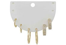 Set of 3 Gold and Pave Earrings