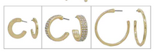 Set of 3 Gold and Pave Earrings