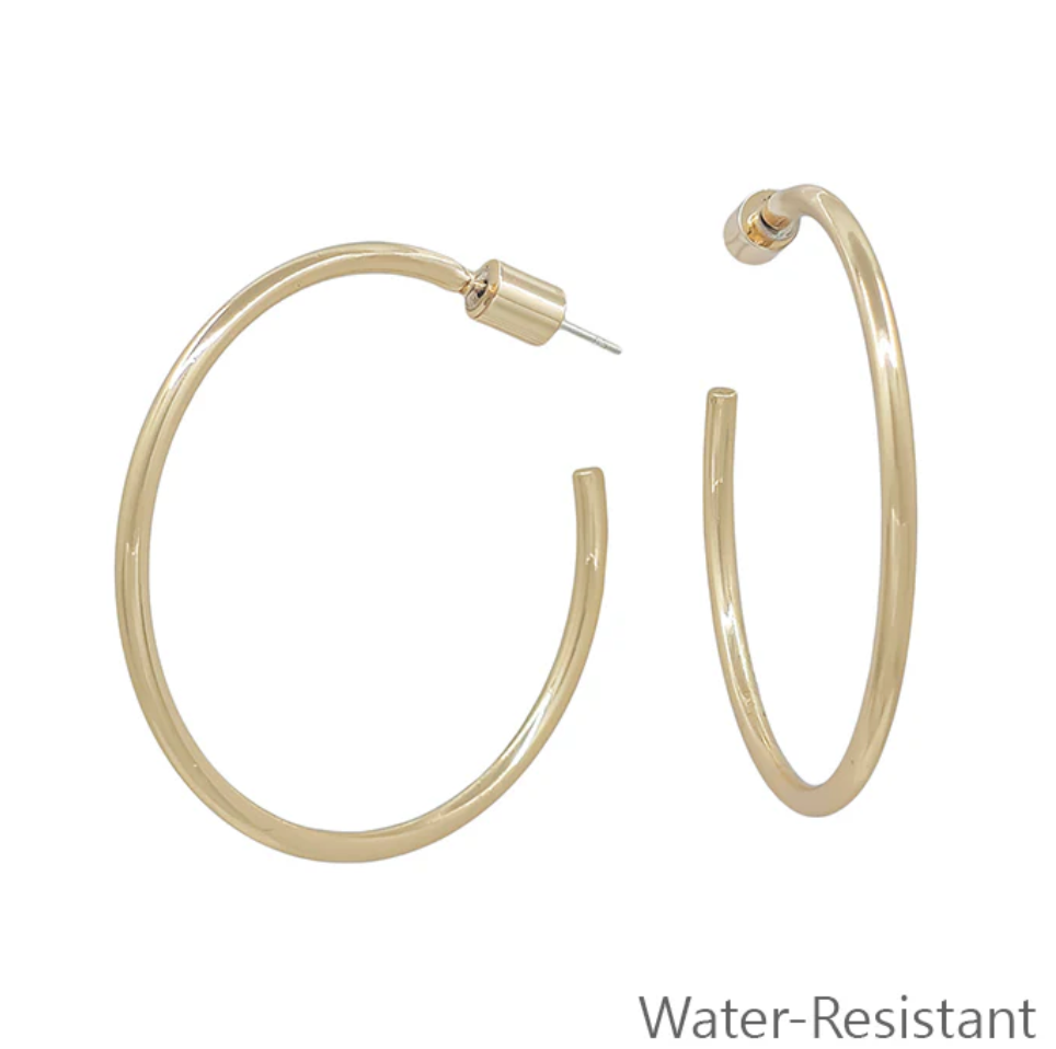 Thin Water Resistant Gold Hoop