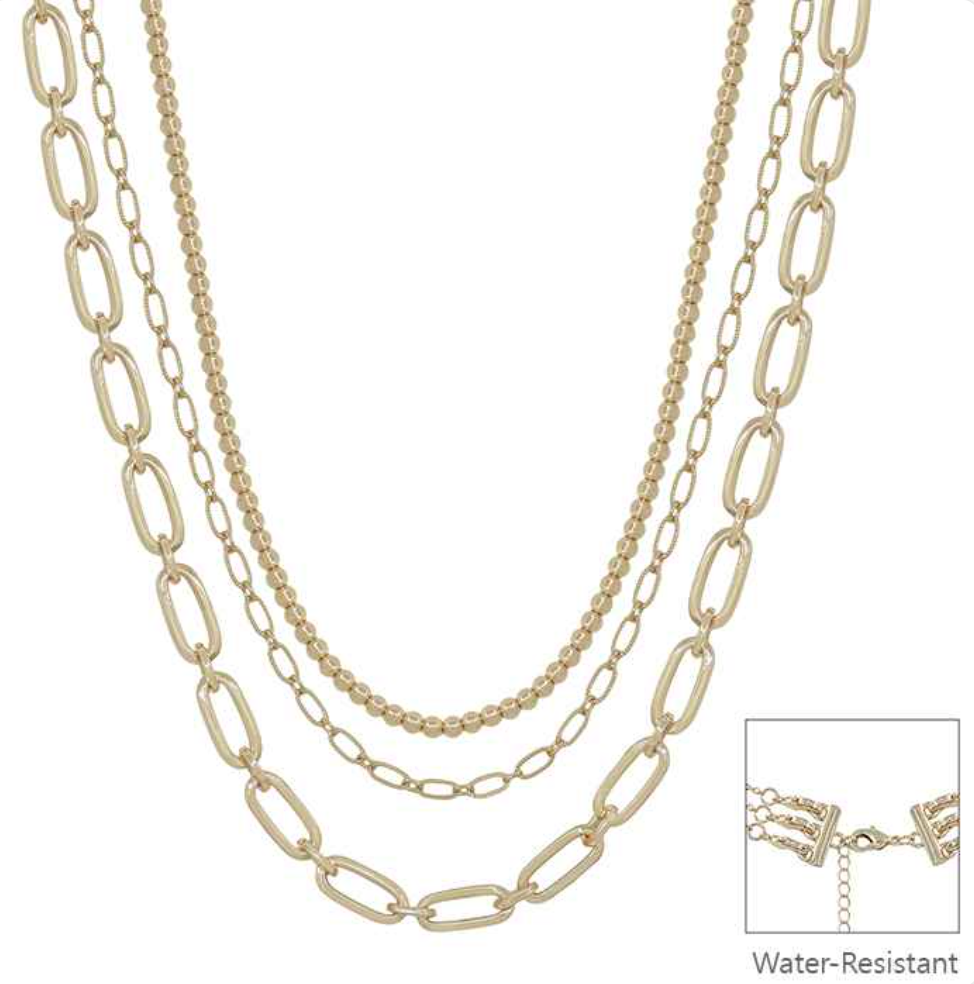Multi Way Gold Beaded and Chain Necklace