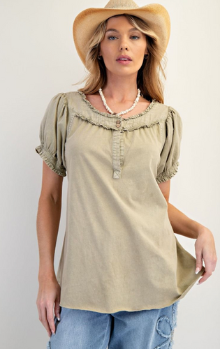 Ruffle Mineral Wash Top