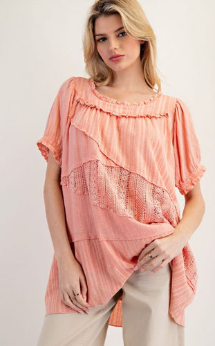Lace Mix Mineral Washed Woven Tunic