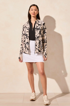 Printed Mock-Neck Cardigan With Long Sleeves
