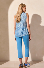 Printed Sleeveless Blouse w/ Crochet Trim