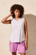 Performance UPF 50+ Sleeveless Polo w/ Scallop Hem (White)
