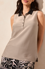 Sleeveless Polo Top w/ Side Slits