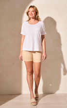 Flowy Jersey Crew Neck Top w/Shirred Back