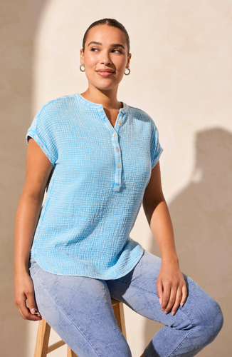 Vintage Wash Cotton Gauze Cap Sleeve Top