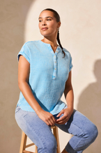 Vintage Wash Cotton Gauze Cap Sleeve Top
