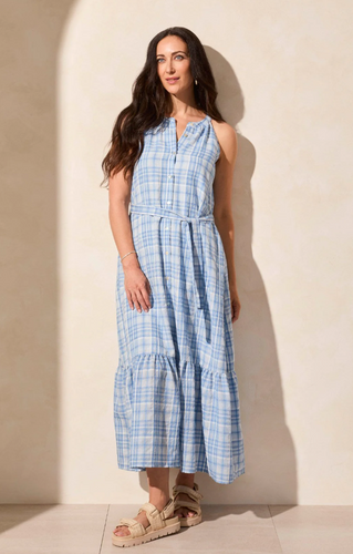 Button-Front Halter Neck Dress w/ Waist Sash