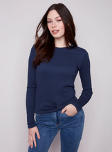 Textured Knit Top With Front Knot Detail - Moonlight