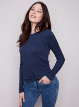 Textured Knit Top With Front Knot Detail - Moonlight