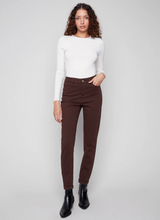 Cuffed Hem Twill Jeans - Mocha