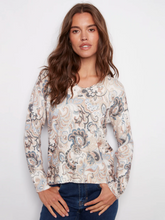 Printed Plush Knit V-Neck Sweater - Holland