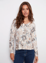 Printed Plush Knit V-Neck Sweater - Holland