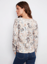 Printed Plush Knit V-Neck Sweater - Holland