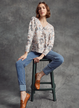 Printed Plush Knit V-Neck Sweater - Holland