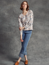 Printed Plush Knit V-Neck Sweater - Holland