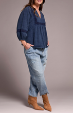 Wide Sleeve Popover Blouse w/ Embroidery