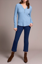 Brushed Waffle Knit Henley Long Sleeve Top