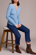 Brushed Waffle Knit Henley Long Sleeve Top