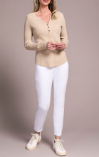 Brushed Waffle Knit Henley Long Sleeve Top