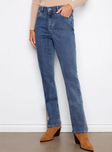 Bootcut Jeans With Floral Embroidery - Medium Blue