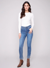 Frayed Hem Denim Pants - Medium Blue