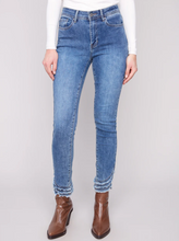Frayed Hem Denim Pants - Medium Blue