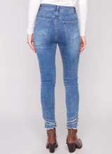 Frayed Hem Denim Pants - Medium Blue