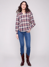 Plaid Bubble Button-Down Shirt - Berry