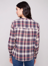 Plaid Bubble Button-Down Shirt - Berry