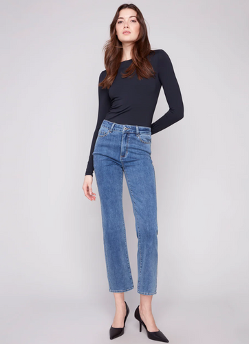 Straight Leg Jeans With Side Studs