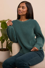 Plaited Chenille Crew Neck Ribbed Sweater