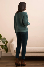 Plaited Chenille Crew Neck Ribbed Sweater