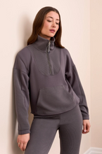 Techno Lux Rib Zip-Accent Mock Neck Sweater