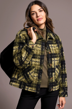 Textured Plaid Lined Button-Front Jacket