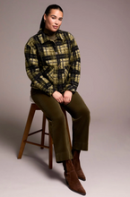 Textured Plaid Lined Button-Front Jacket