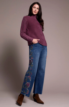 Vintage Washed Cable Knit Mock Neck Sweater