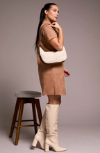 Faux Suede Short-Sleeve Polo Dress w/ Pockets