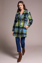 Knit Plaid Notch Collar Shacket