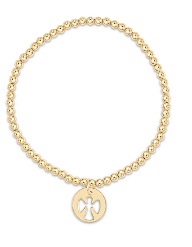 Classic Gold 3mm Bead Bracelet - Guardian Angel Gold Disc
