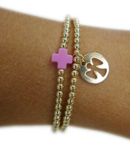 Classic Gold 3mm Bead Bracelet - Guardian Angel Gold Disc