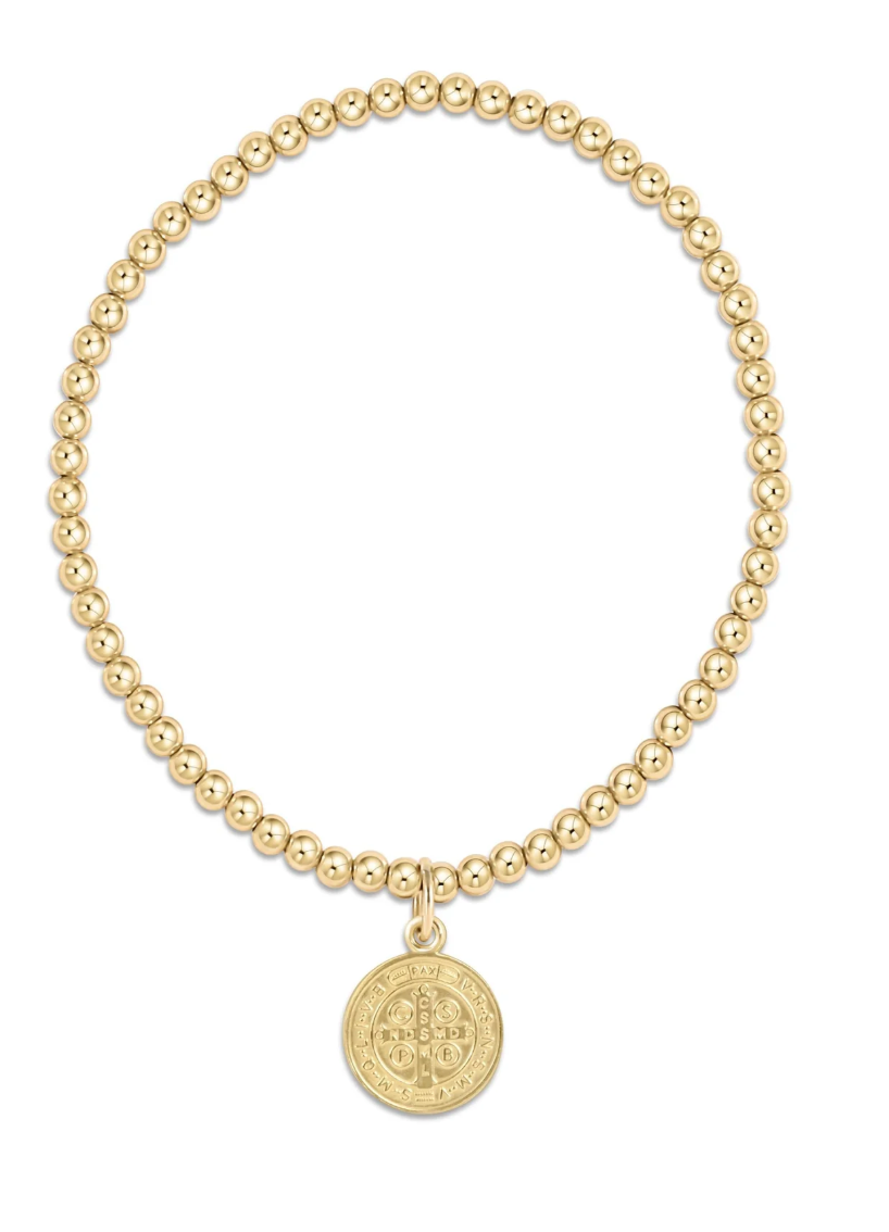 Classic Gold 3mm Bead Bracelet - Blessing Gold Disc
