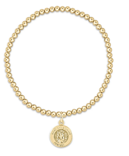 Classic Gold 3mm Bead Bracelet - Protection Gold Disc