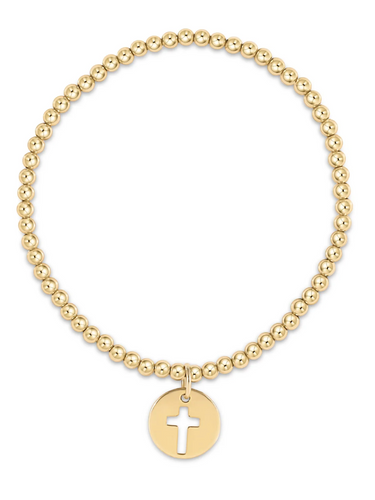 Classic Gold 3mm Bead Bracelet - Blessed Gold Disc