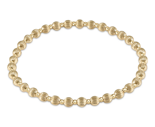 Dignity Grateful Pattern 4mm Bead Bracelet - Gold