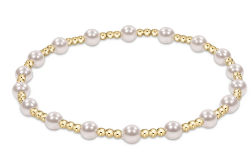 Classic Sincerity Pattern 4mm Bead Bracelet - Pearl